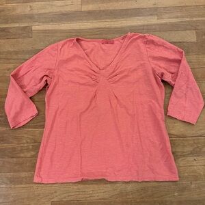 CUT LOOSE - Linen Cotton Jersey 3/4 Slv Tuck Front Tee Size XL
 b20